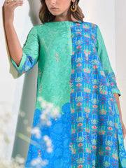 Green and Blue Vasansi Silk Co-ord Set