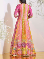 Multi Color Vasansi Silk Gota Patti Anarkali Gown