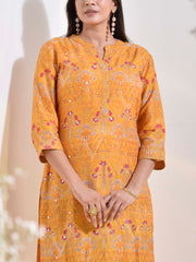 Yellow Vasansi Silk Printed Kurti