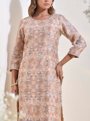 Grey Vasansi Silk Printed Kurti