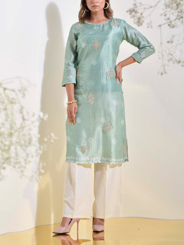 Green Vasansi Silk Printed Kurti