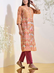 Ochre Vasansi Silk Printed Kurti