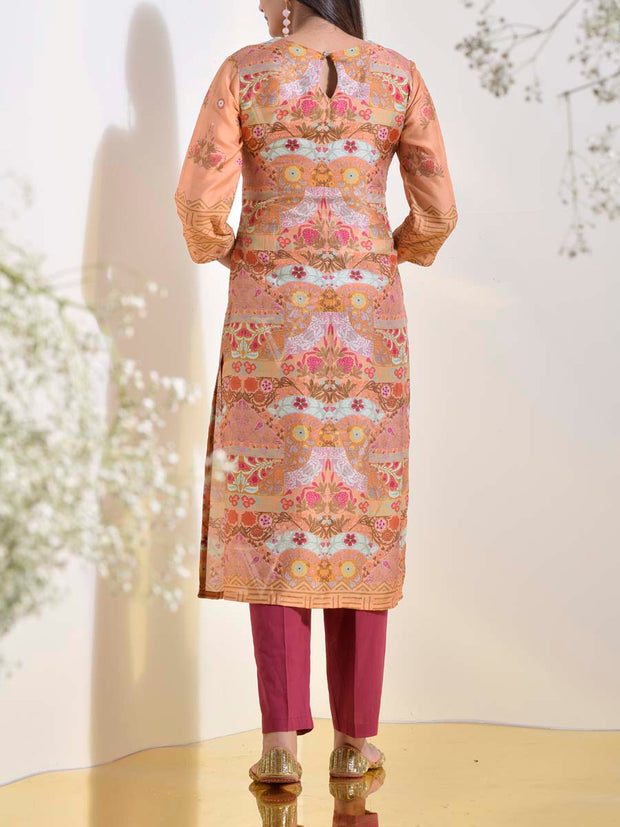 Ochre Vasansi Silk Printed Kurti