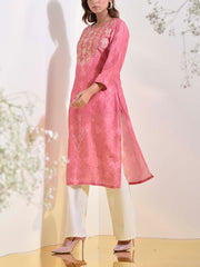 Pink Vasansi Silk Printed Kurti