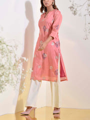 Pink Vasansi Silk Printed Kurti