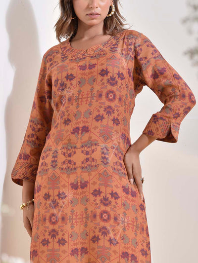 Brown Vasansi Silk Printed Kurti