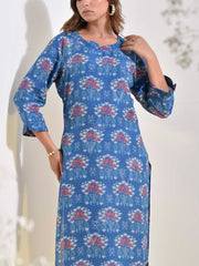 Blue Floral Printed Kurti