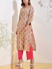 Tan Vasansi Silk Floral Printed Kurti