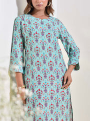 Blue Floral Vasansi Silk Printed Kurti