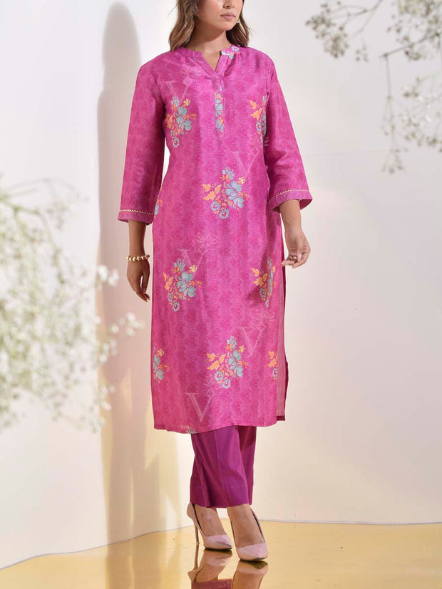 Purple Vasansi Silk Printed Kurti