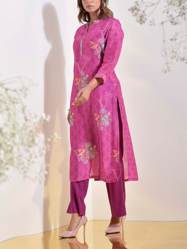 Purple Vasansi Silk Printed Kurti