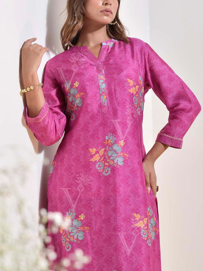 Purple Vasansi Silk Printed Kurti