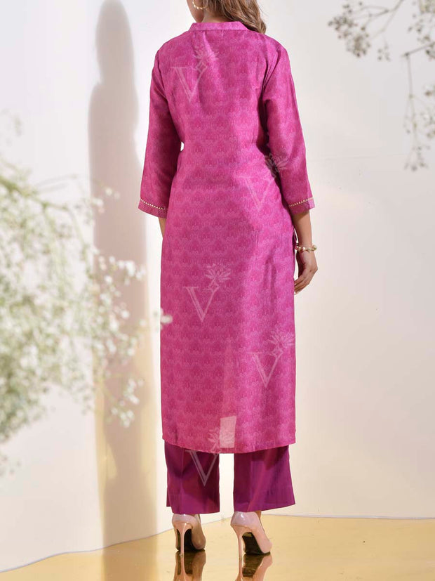 Purple Vasansi Silk Printed Kurti