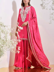 Pink Embroidered Kurta and Sharara Set