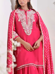 Pink Embroidered Kurta and Sharara Set