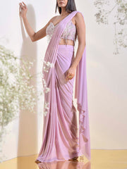 Lilac Embroidered Pre-Stitch Saree