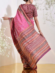 Berry Pink Vasansi Silk Printed Embroidered Saree