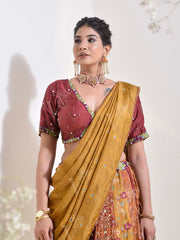 Maroon Vasansi Silk Printed Lehenga Set