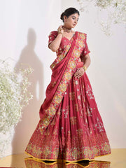 Berry Pink Vasansi Silk Printed Lehenga Set