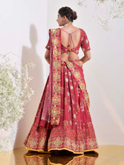 Berry Pink Vasansi Silk Printed Lehenga Set