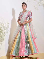 Pastel Vasansi Silk Printed Lehenga Set