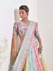 Pastel Vasansi Silk Printed Lehenga Set