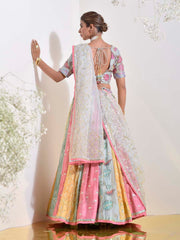 Pastel Vasansi Silk Printed Lehenga Set