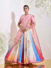 Pastel Vasansi Silk Printed Lehenga Set