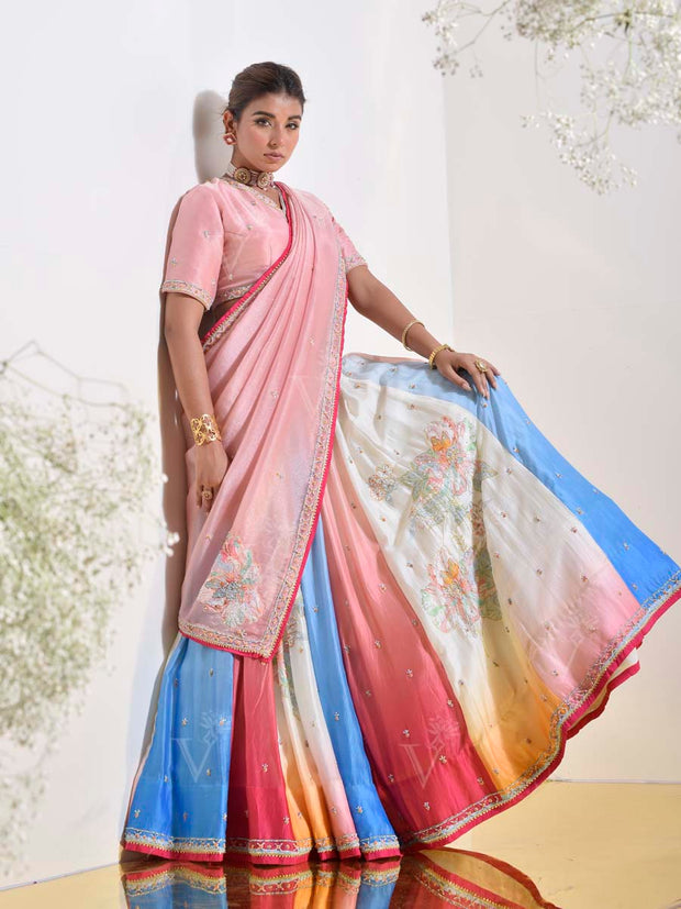 Pastel Vasansi Silk Printed Lehenga Set