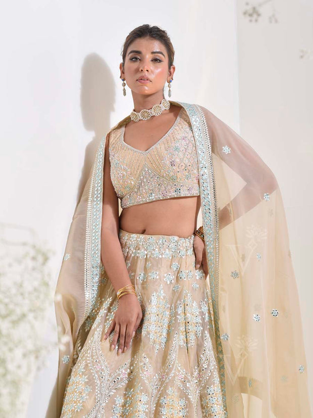 Ivory Embroidered Lehenga Set