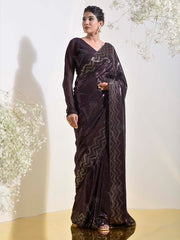 Wine Georgette Cocktail Saree