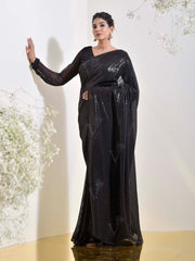 Black Georgette Cocktail Saree