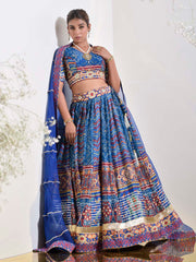 Blue Vasansi Silk Printed Lehenga Set