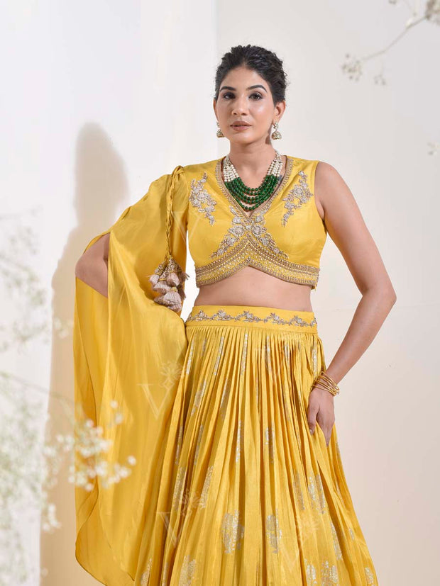 Yellow Embroidered Skirt Set