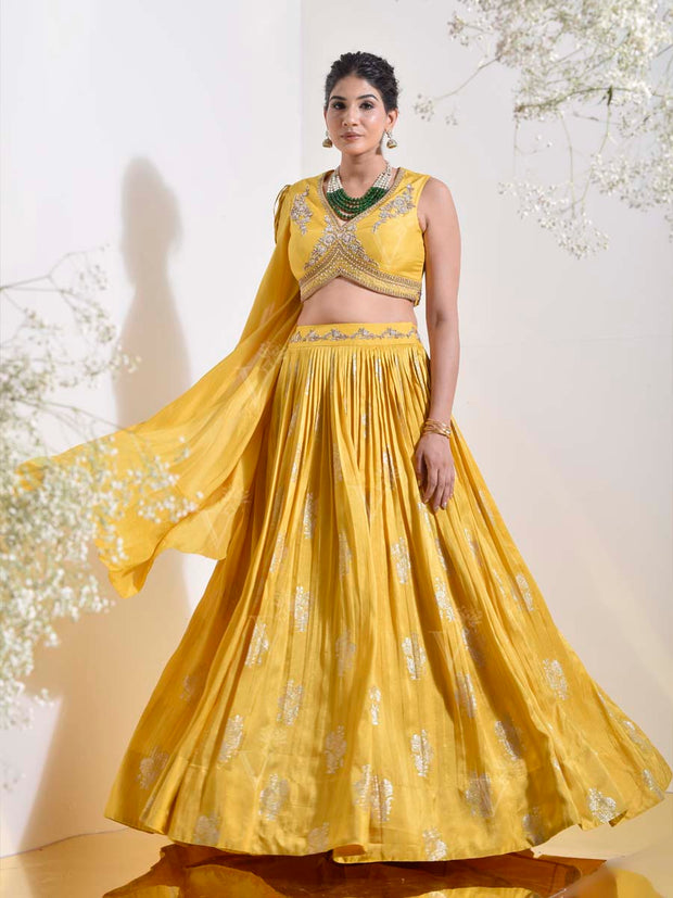 Embroidered skirt yellow hotsell