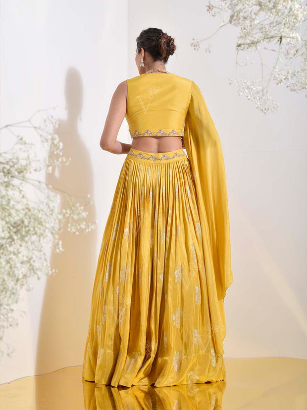 Yellow Embroidered Skirt Set