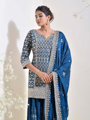 Blue Embroidered Garara Set