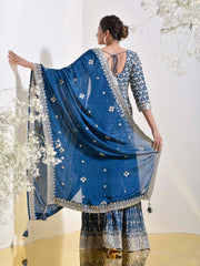 Blue Embroidered Garara Set