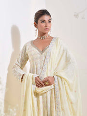 Cream Embroidered Kurta and Palazzo Set