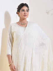 White Embroidered Kurta and Garara Set