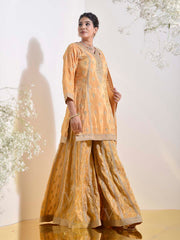 Golden Embroidered Kurta and Sharara Set