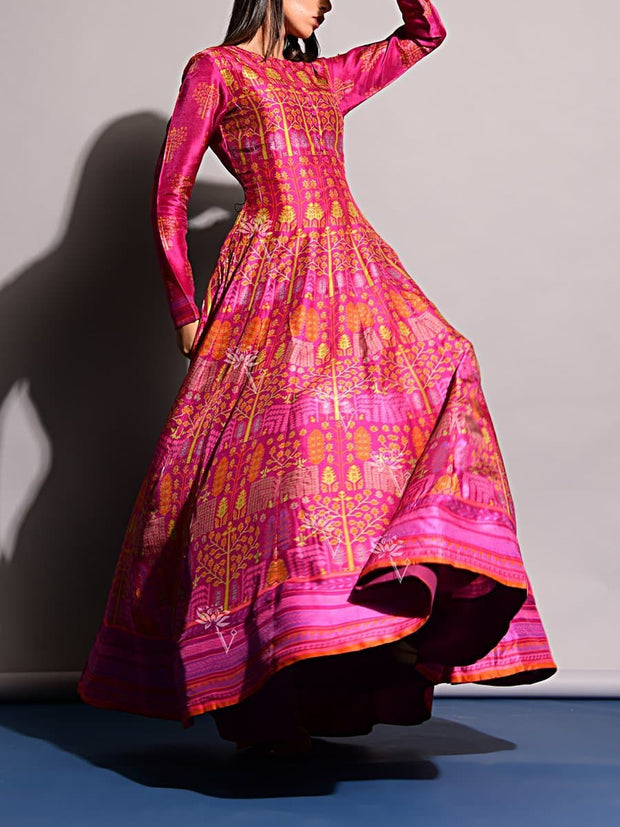 Anarkali, Anarkalis, Printed, Gown, Gowns, Long Dress, Floor Length, Silk