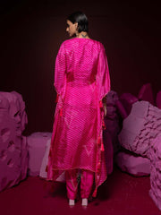 Pink Leheriya Tabby Silk Kaftan Set