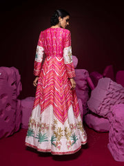 Pink Vasansi Silk Leheriya Anarkali Gown