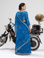 Blue Mothda Saree