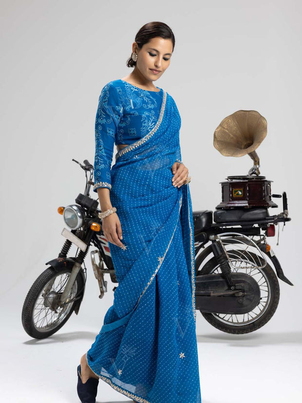 Blue Mothda Saree