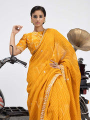 Yellow Mothda Saree