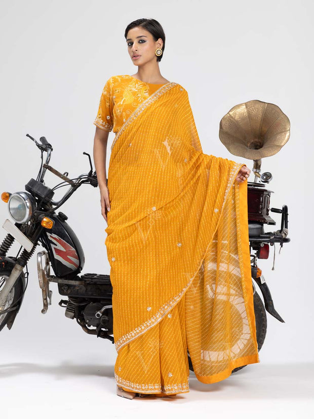 Yellow Mothda Saree