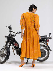 Yellow Leheriya Kurta and Pant Set