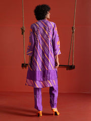 Purple Vasansi Silk Leheriya Co-ord Set